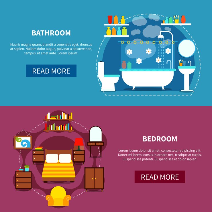 Free Vector interior banners set