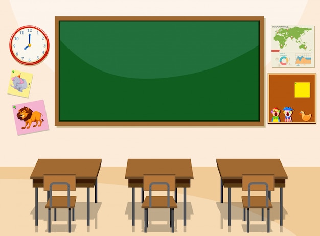 Free vector interior of a classroom