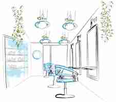 Free vector interior decoration of a beauty showroom modern vectors