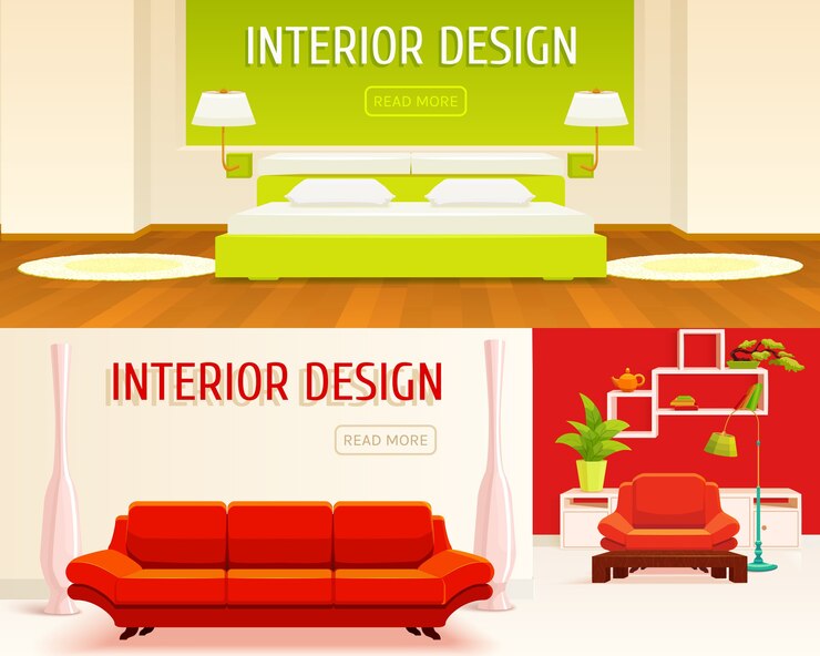 Free Vector interior design banners set