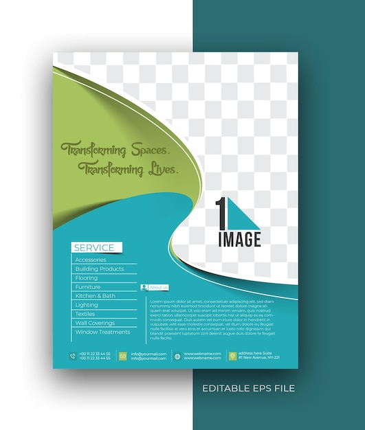 Free vector interior designer a4 business brochure flyer poster design template.