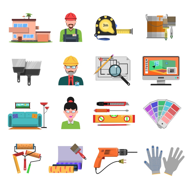 Free Vector interior flat icons