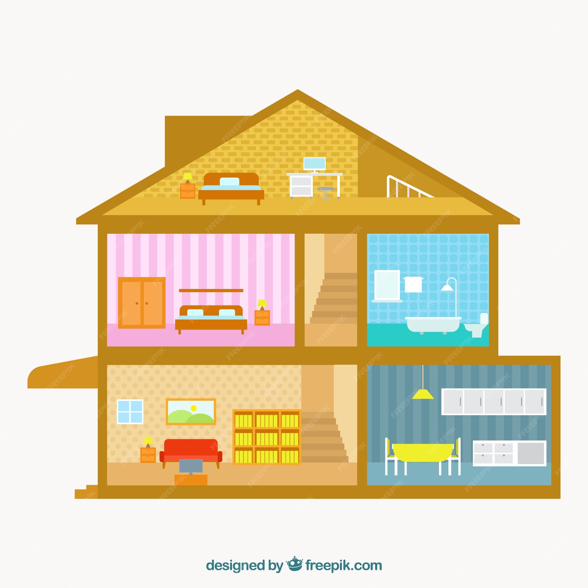 All Rooms House Rooms Homes Vector Stock Vector (Royalty Free) 170512370