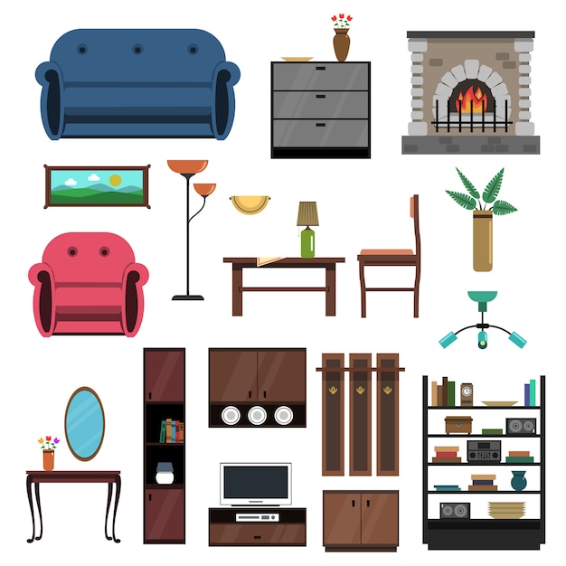 Interior Icons Flat Set