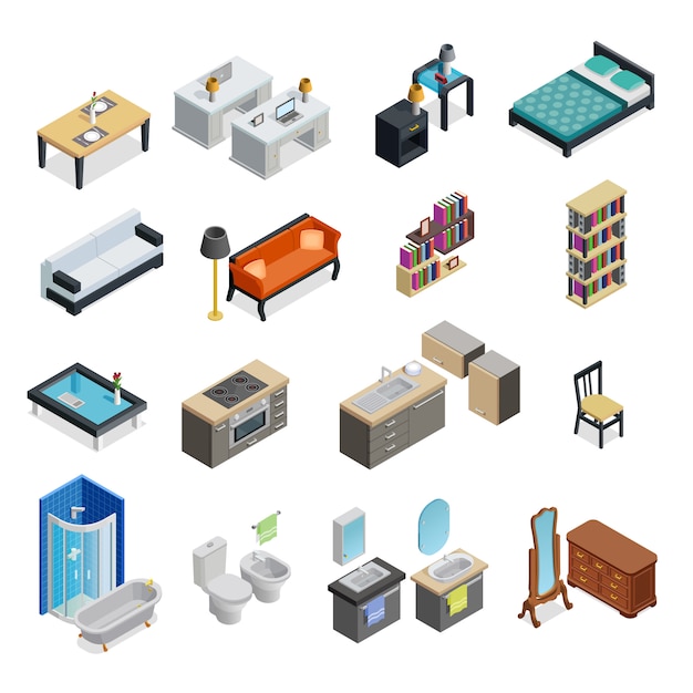 Interior Isometric Objects Set