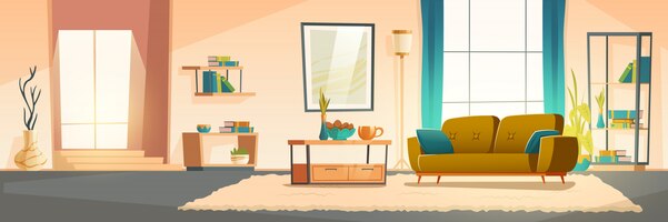 Free vector interior of living room with sofa