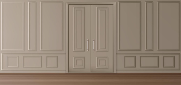Free Vector interior in luxury victorian style wall and door