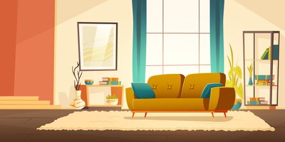 Интерьер гостиной с диваном