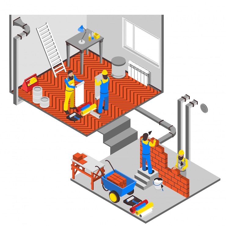 Free Vector  interior repairs composition 
