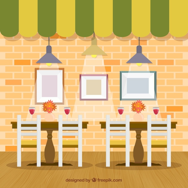 Free vector interior restaurant in flat style