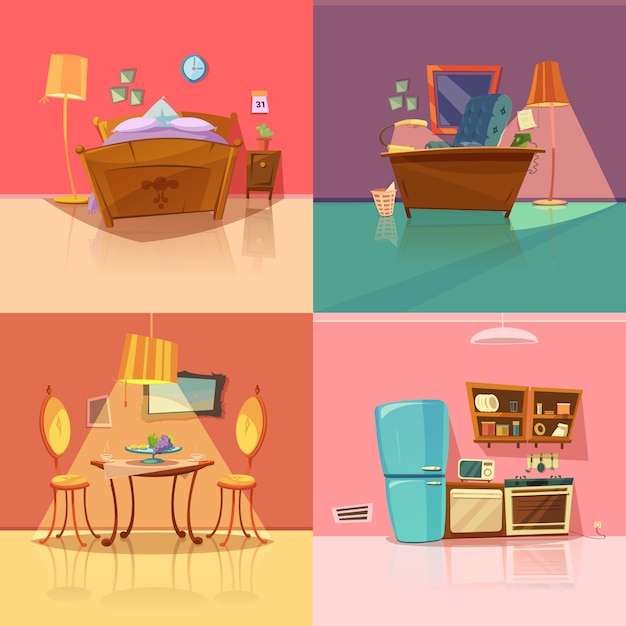 Free vector interior retro set