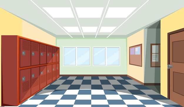 Interior of a school locker room
