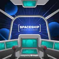 Free vector interior spaceship background with flat design