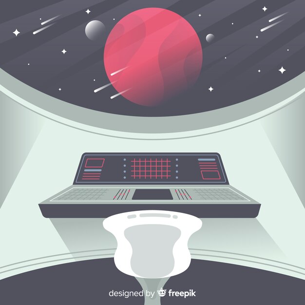 Free vector interior spaceship background with flat design