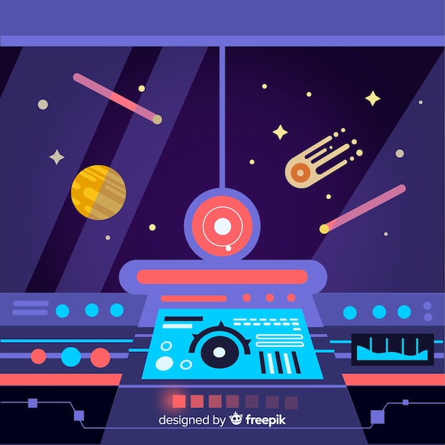 Interior spaceship background with flat design