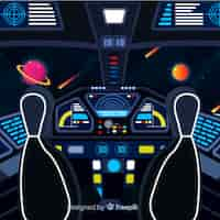 Free vector interior spaceship design background with flat deisgn