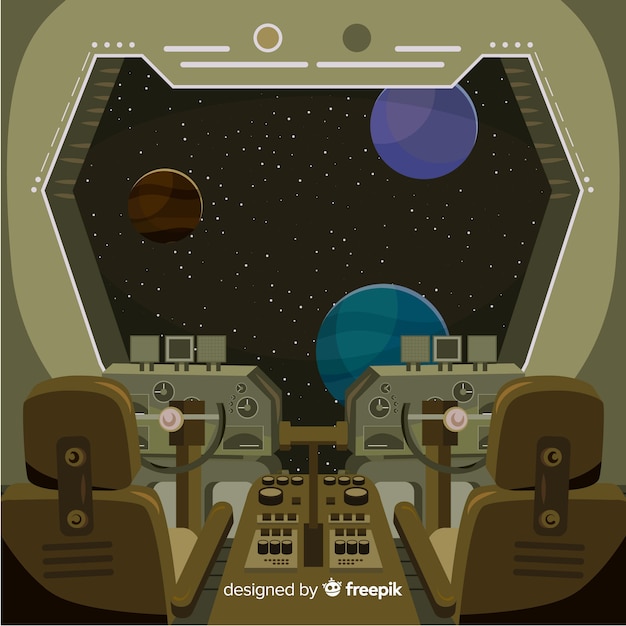 Бесплатное векторное изображение Внутренний дизайн космического корабля с плоским дезином