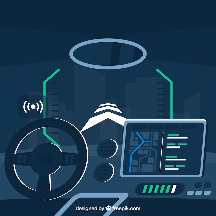 Free Vector interior view of futuristic autonomous car with flat design