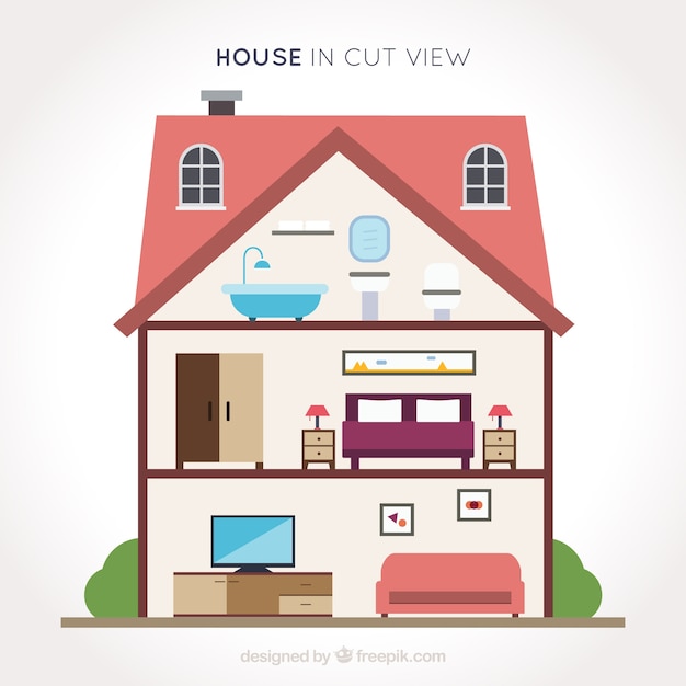 Free vector interior view of nice house in flat design