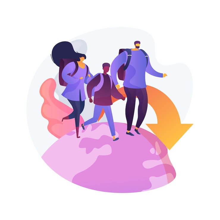 Free Vector internal migration abstract concept   illustration. domestic human migration, natural disaster, civil disturbance, arrive in capital, people with bags suitcases, moving to  