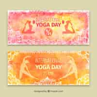 Free vector internatiomal yoga day banners