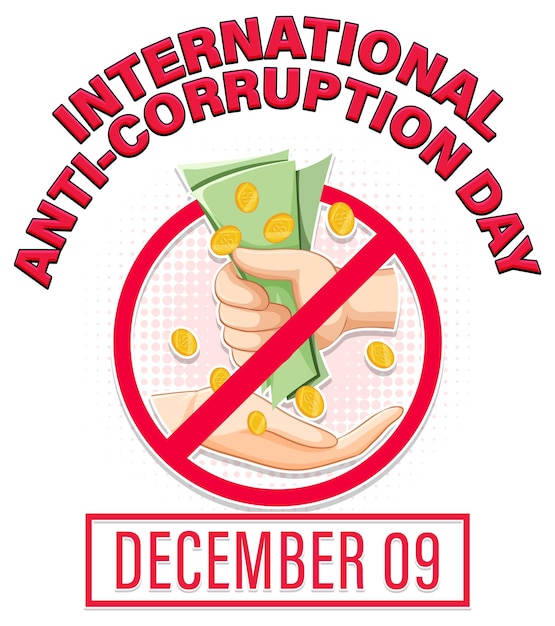Vettore gratuito design del poster della giornata internazionale contro la corruzione