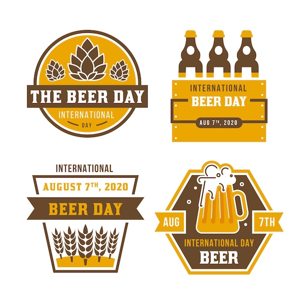 Free vector international beer day badges collection