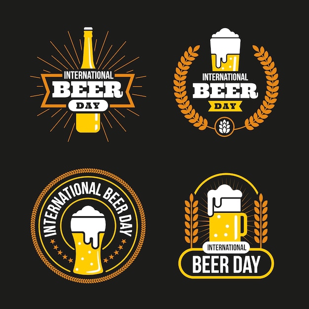 International beer day badges in flat design