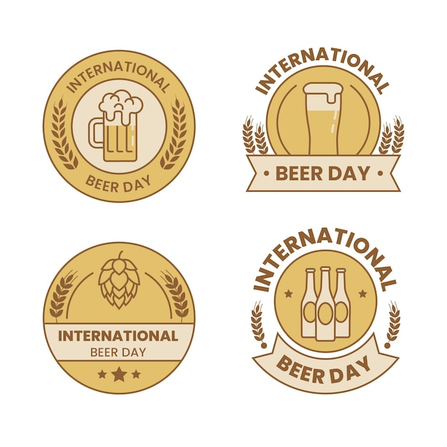 Free vector international beer day badges