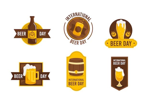 Free vector international beer day badges