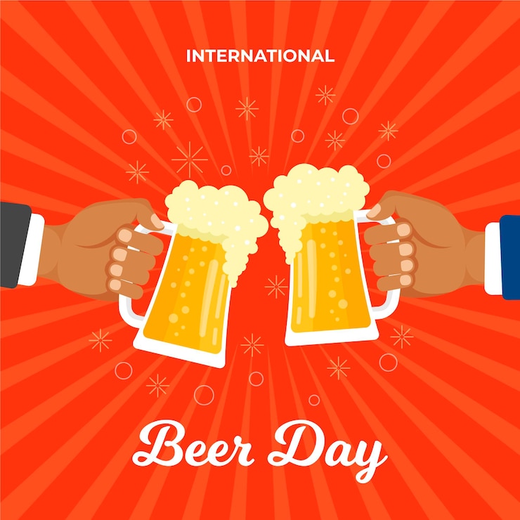 Free Vector international beer day celebrate