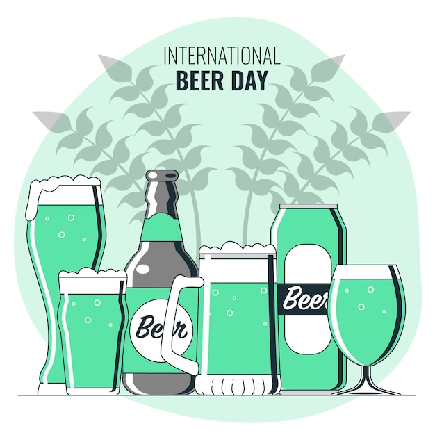 Free vector international beer day concept illustration