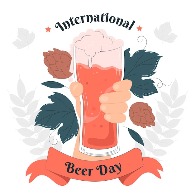 Free vector international beer day concept illustration