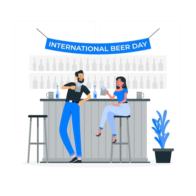 Free vector international beer day concept illustration