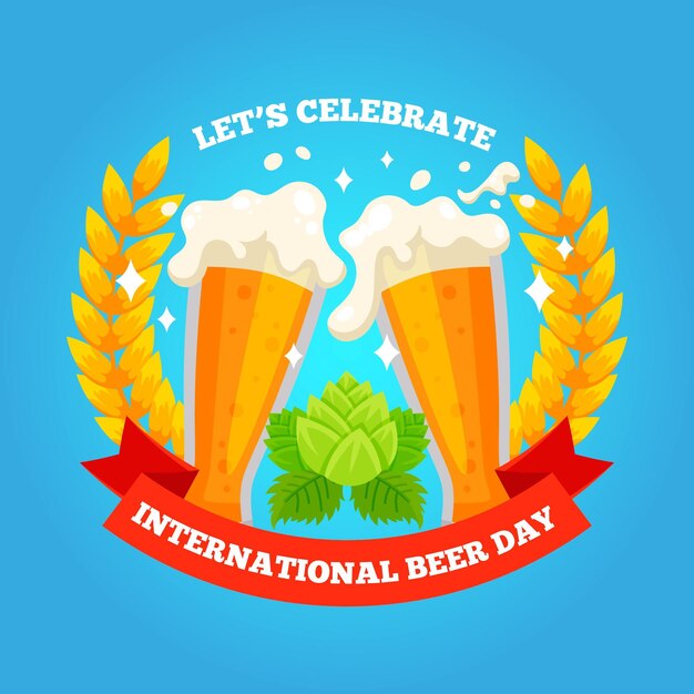 International beer day in flat design