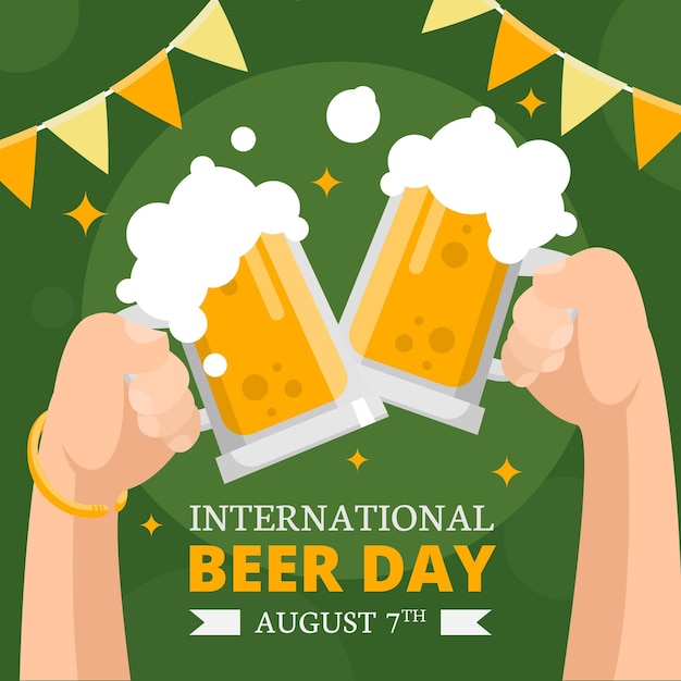 Free vector international beer day in flat design