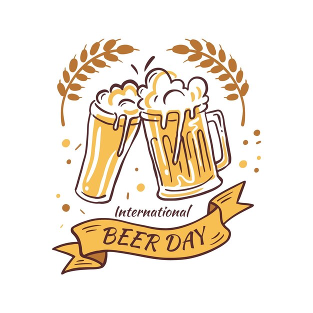 Международный день пива рисованной стиль