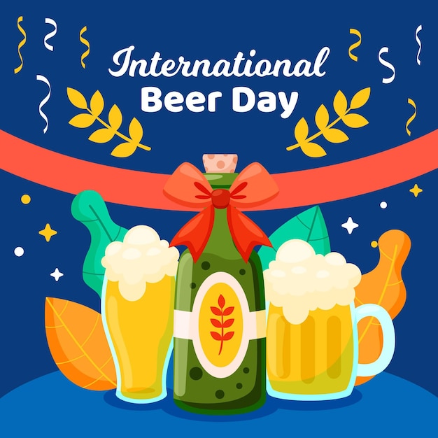 無料ベクター 国際ビール日イラストコンセプト