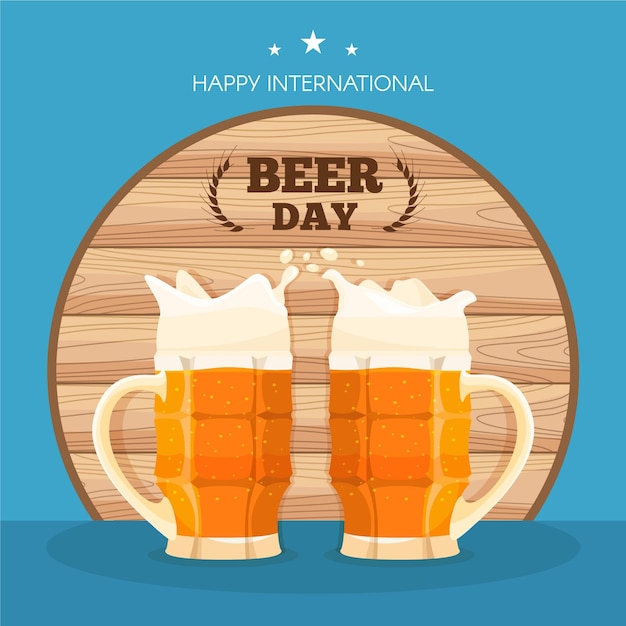 Free vector international beer day illustration