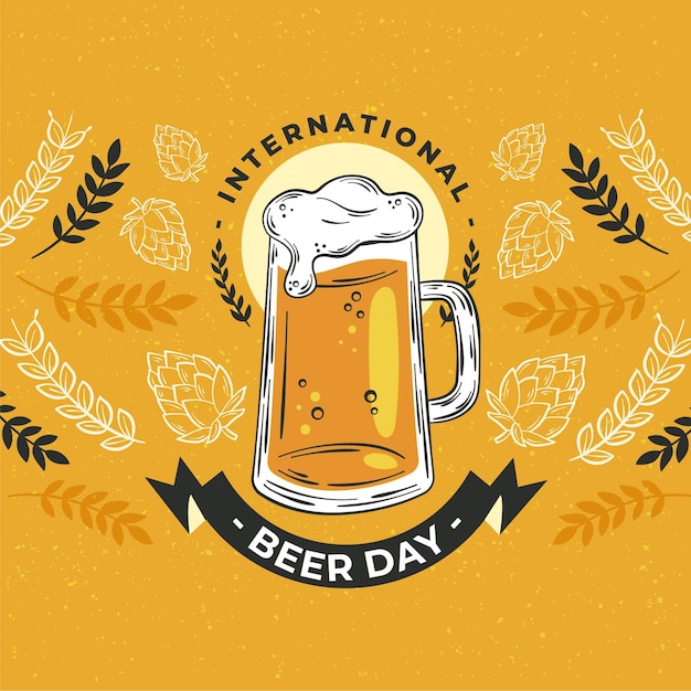 Бесплатное векторное изображение Иллюстрация международного дня пива