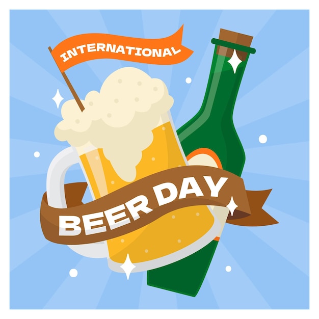 Free vector international beer day illustration