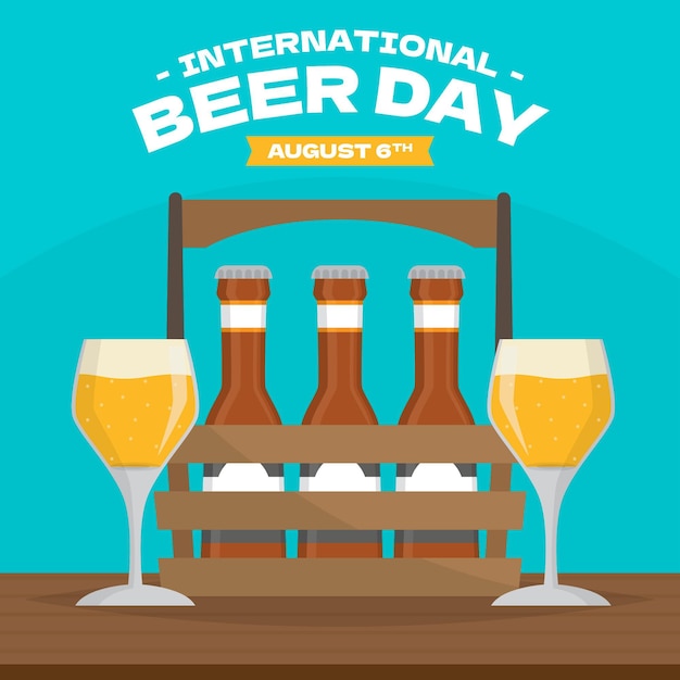 Free vector international beer day illustration