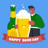 Free vector international beer day illustration