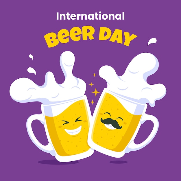 Free vector international beer day illustration