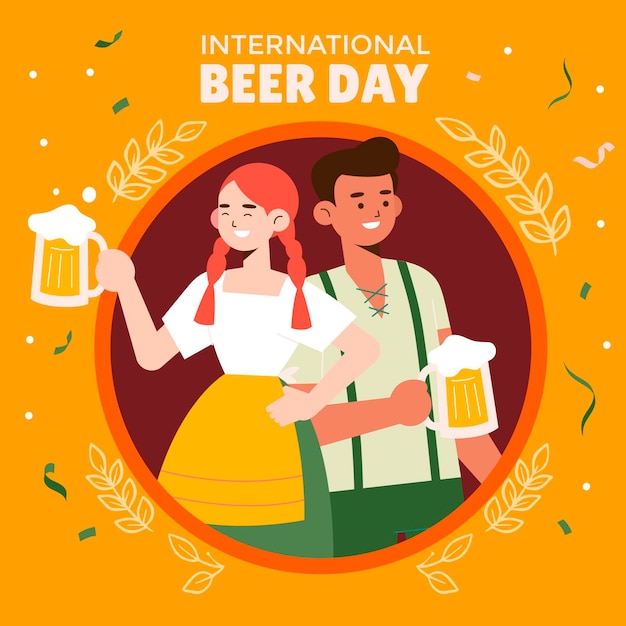 Free vector international beer day illustration