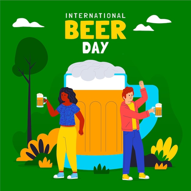 Free vector international beer day illustration