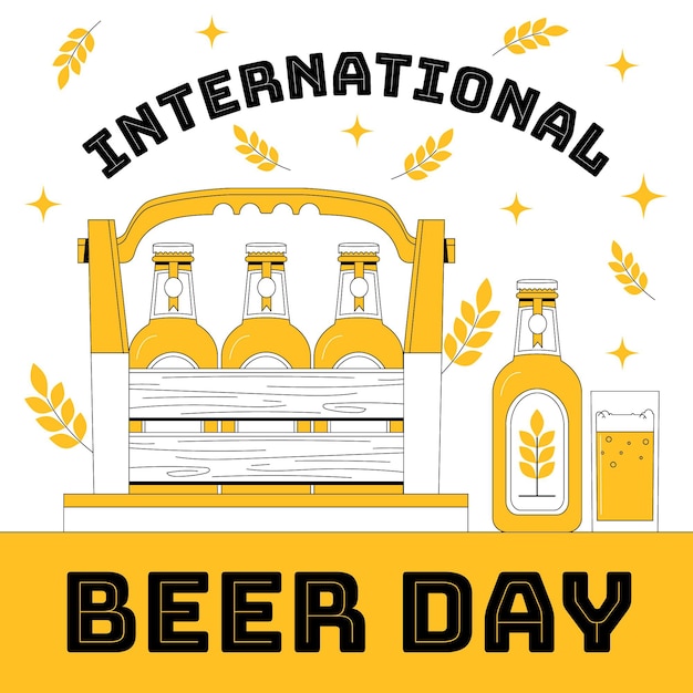 Бесплатное векторное изображение Иллюстрация международного дня пива