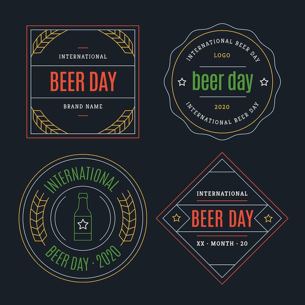 Free vector international beer day labels collection