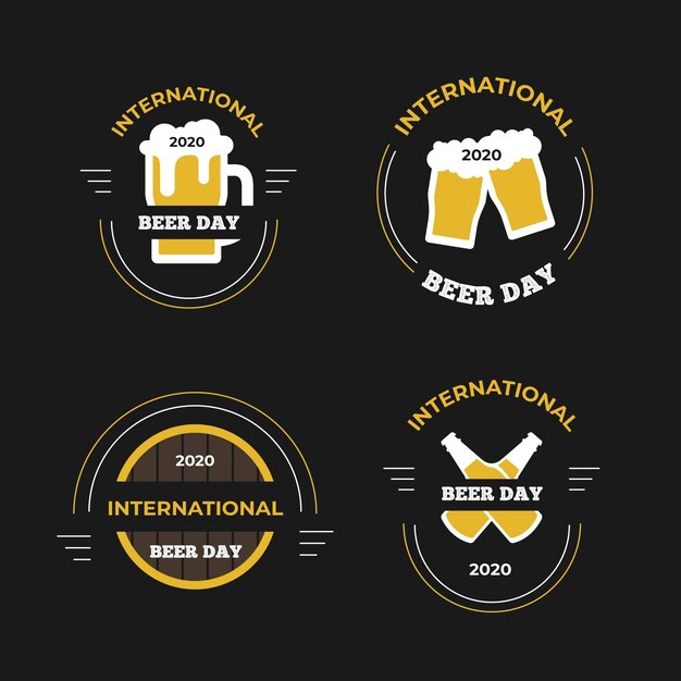 Международный день пива этикетки плоский дизайн