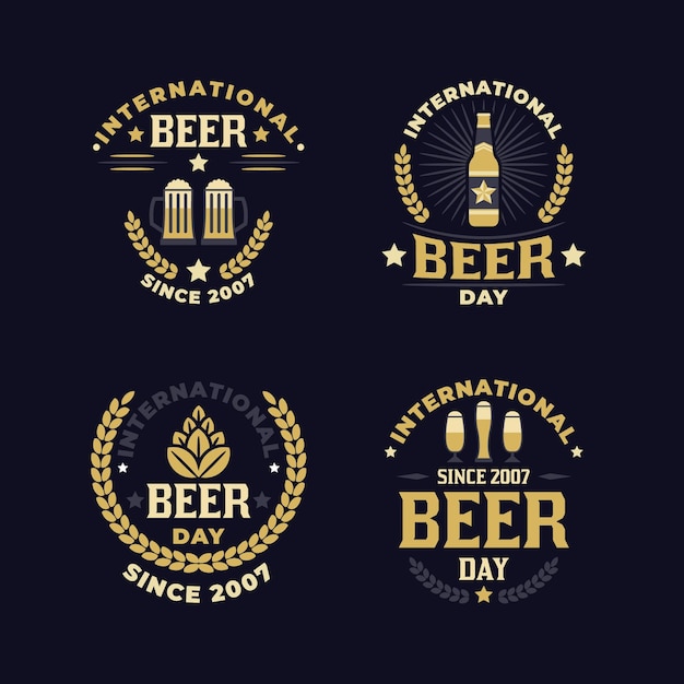 Free vector international beer day labels theme